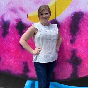 Cotton Lace Eyelet Lace Top with Ruffle Sleeve